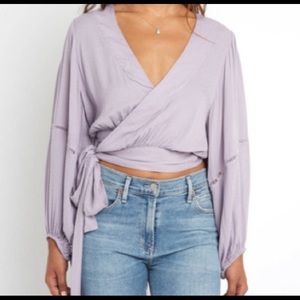 Lavender Free People Wrap Shirt